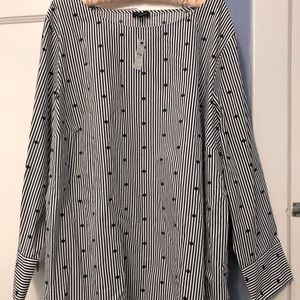 Talbots black and white striped polka dot blouse size 3x, NWT.